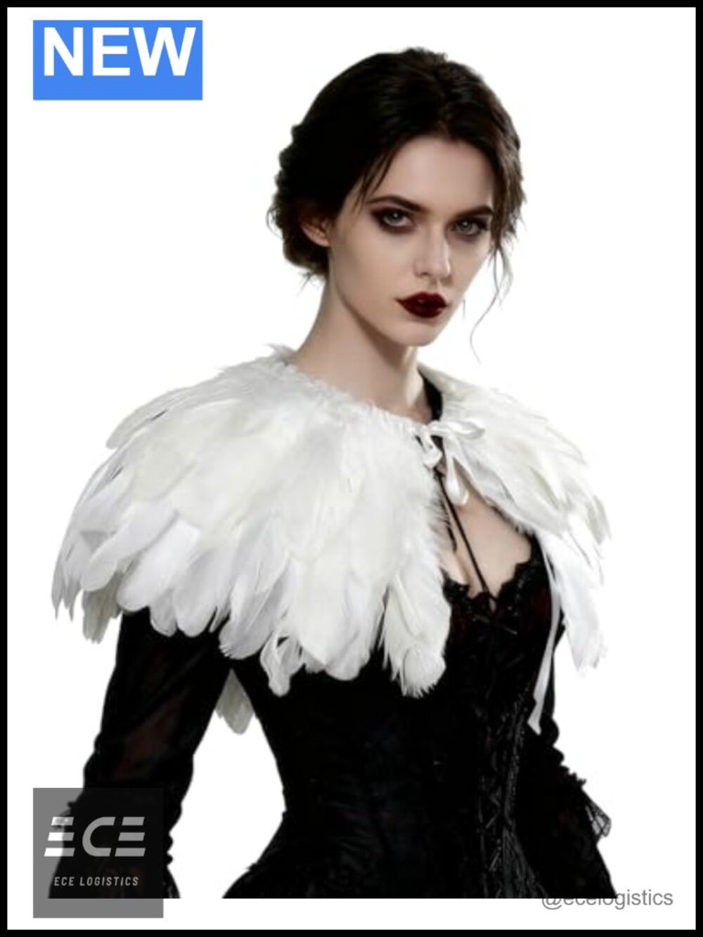Natural Feather Cape Shawl Collar Gothic Capelet Swan Costume